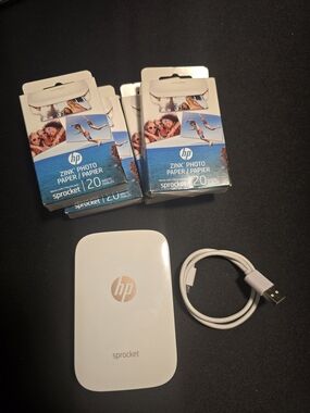 HP Sprocket Portable Photo Printer in Rose Gold with 4 Photo Paper Packs